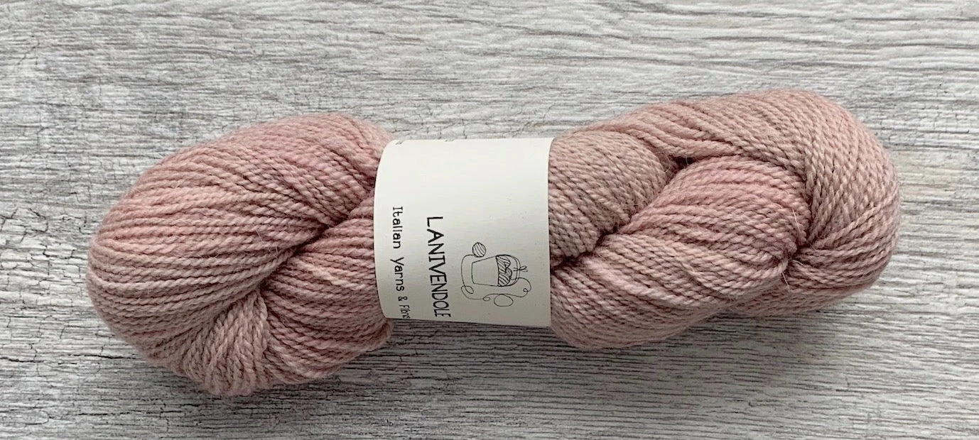skein of light pink cashmere heavenly blend yarn