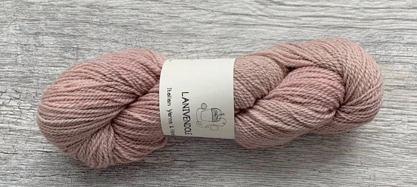 skein of light pink cashmere heavenly blend yarn
